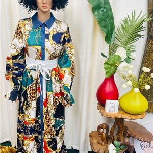 AKIRA Colorful Chain Print Maxi Dress 1XL